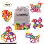 AMOSTING Magnetic Blocks Building Set for Kids Magnetic Tiles Educational Stacking Blocks Toys for Boys and Girls with Storage Bag 64 pcs  B06XBRWTSL